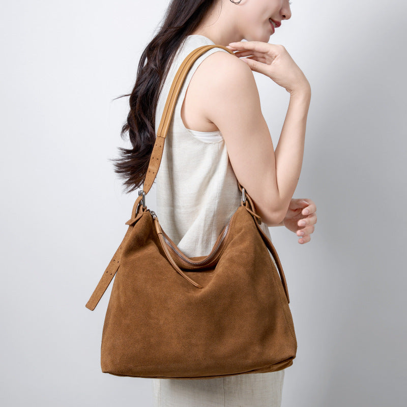 Sarah Express Retro Dumpling Genuine Leather Shoulder Tote