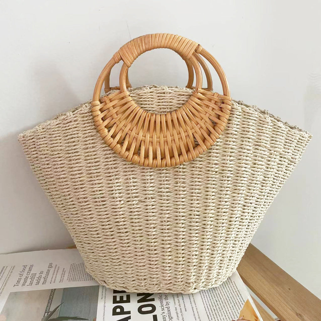 Sarah Express Woven Straw Beach Satchel Bag