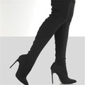 Sarah Express High-Heel Knit Over-the-Knee Boots Black