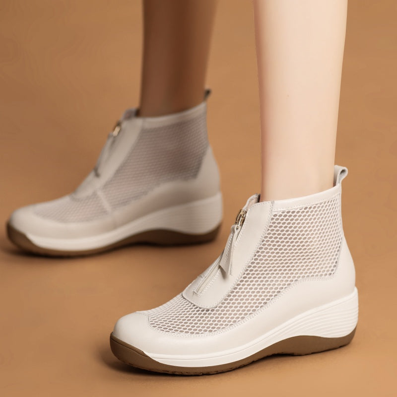 Sarah Express Breathable Mesh Front Zipper Ankle Boots