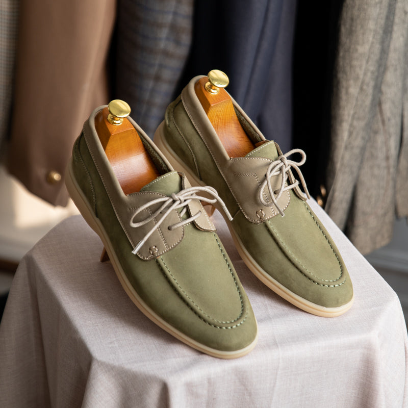 Sarah Express Vintage Suede Lace-Up Sailing Shoes