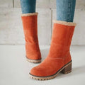 Sarah Express Plush Lined Mid-Tube Winter Snow Boots Orange
