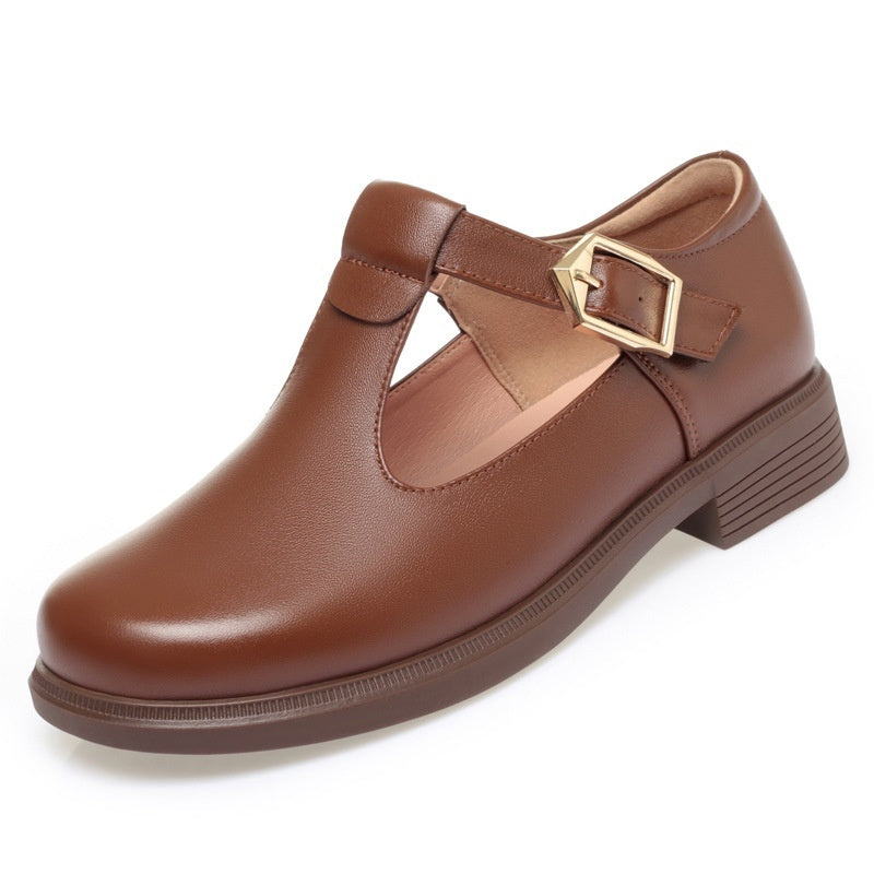 Sarah Express Round-Toe T-Strap British Style Flats