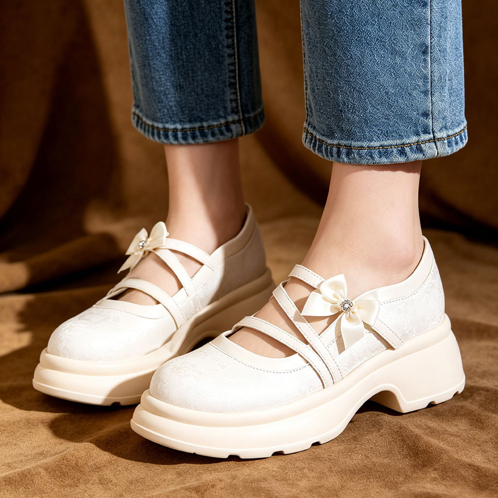 Sarah Express Bow Platform Mary Jane Pumps