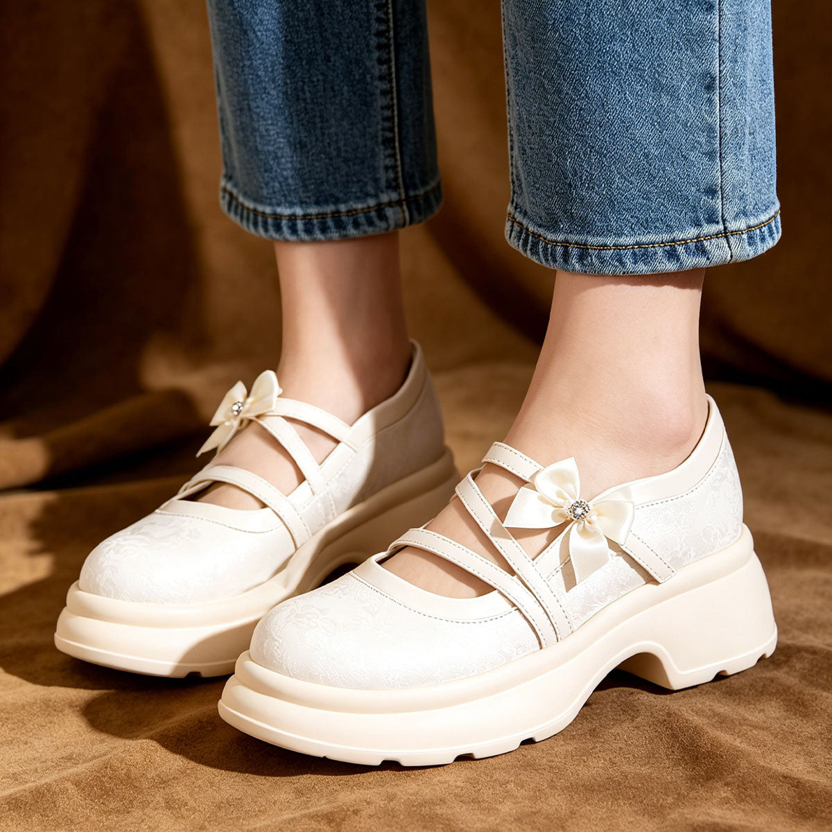 Sarah Express Bow Platform Mary Jane Pumps