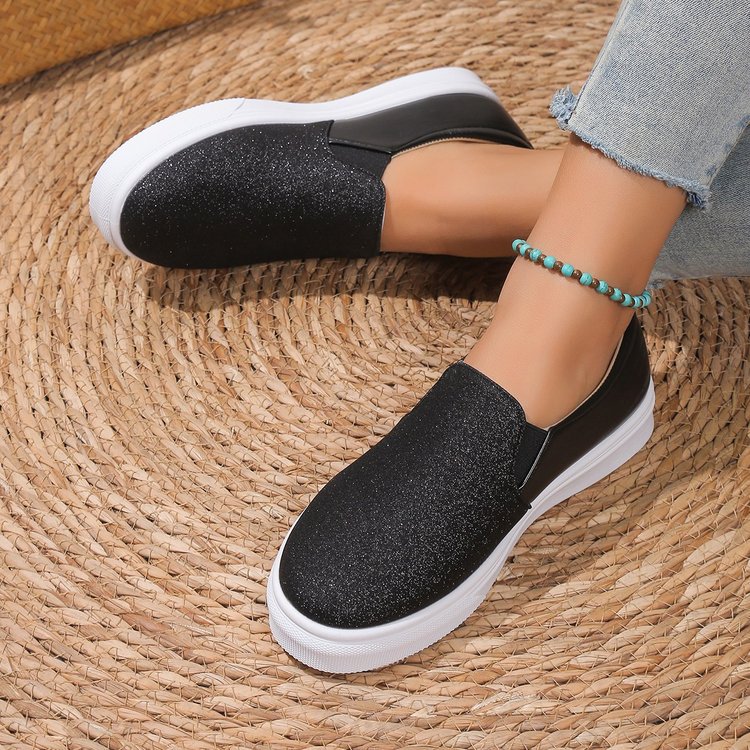 Sarah Express Sequined Round Toe Slip On Sneakers
