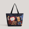 Sarah Express Printed Canvas Tote Bag Dark Blue Dark Blue