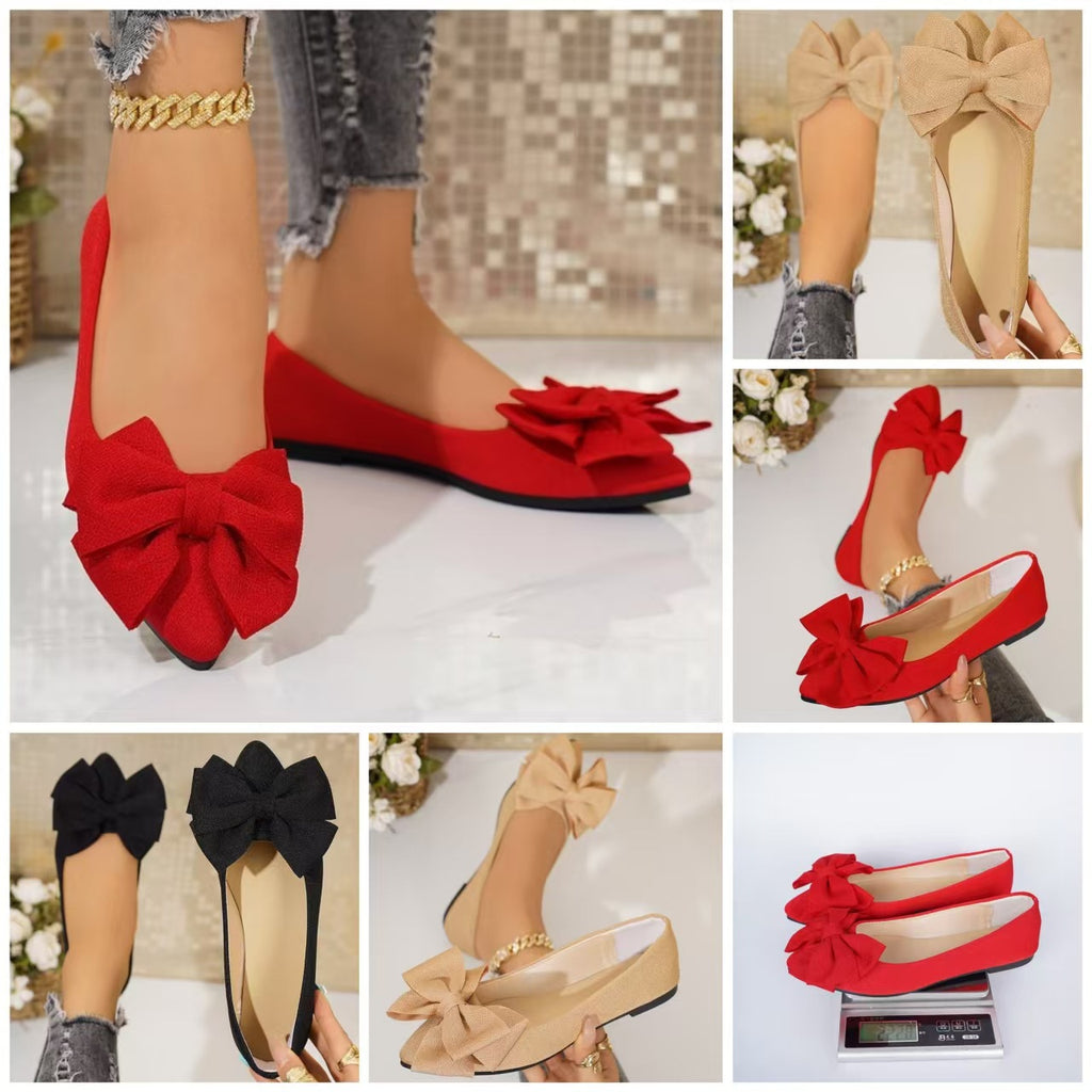 Sarah Express Women's Bow-Tie Pointed Toe Slip-On Loafers