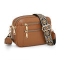 Sarah Express Small Multi-Pocket Patterned Strap Crossbody Bag Brown