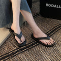 Sarah Express Textured Toe-Strap Flip-Flops for Women Black