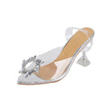 Sarah Express Pointed Toe Rhinestone Embellished Heeled Sandals Silver7cm