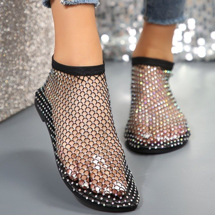 Sarah Express Rhinestone Mesh Flat Sandals