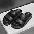 Sarah Express Men's Casual Breathable Leather Slide Sandals Black