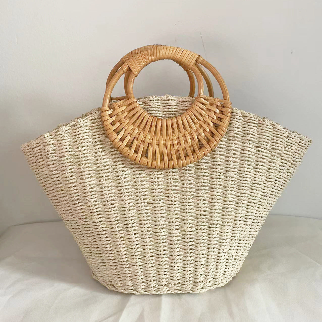 Sarah Express Woven Straw Beach Satchel Bag