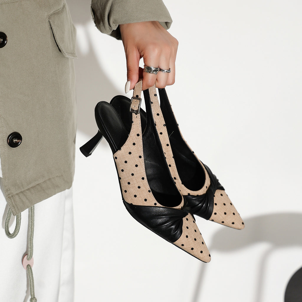 Sarah Express Polka Dot Lambskin Slingback Pumps