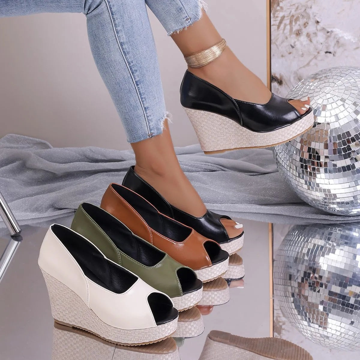 Sarah Express Platform Peep-Toe High Heel Sandals