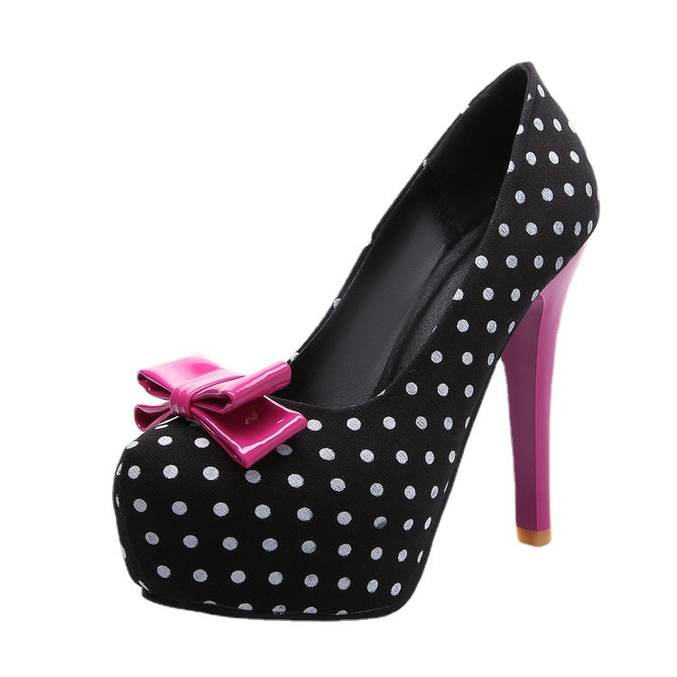 Sarah Express Polka Dot Bow Stiletto High Heels