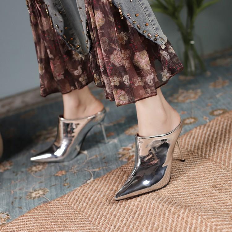 Sarah Express Pointed Toe Stiletto Patent Mules