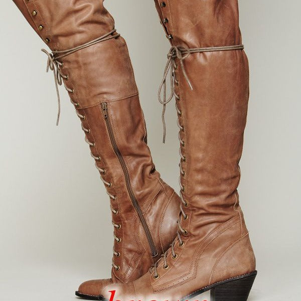 Sarah Express Women's Over-the-Knee Round Toe Boots