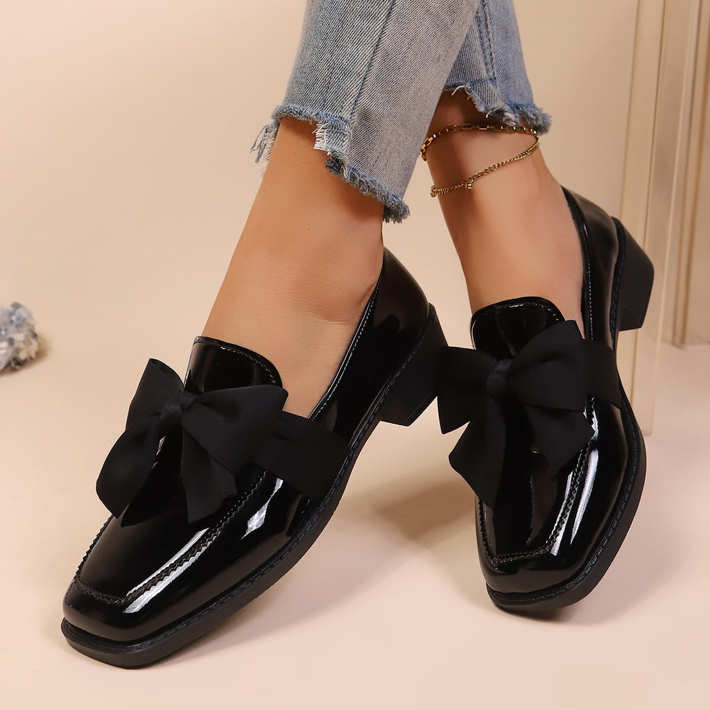 Sarah Express Elegant Square Toe Bow Dress Flats