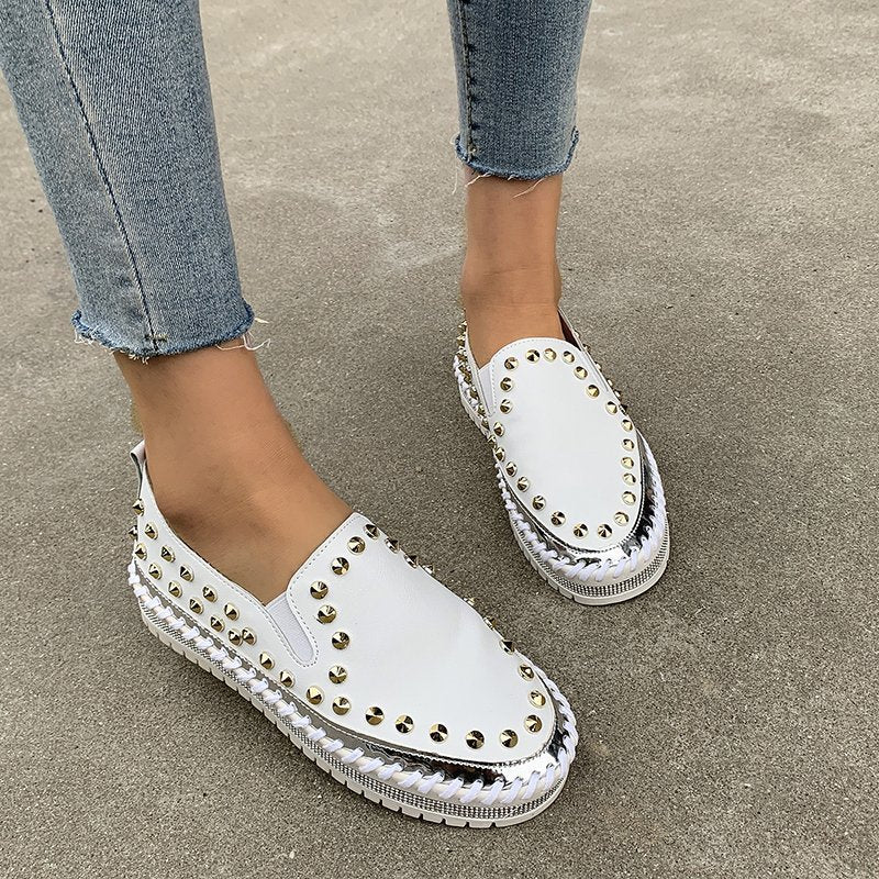 Sarah Express Studded Rivet Slip-On Flat Sneakers