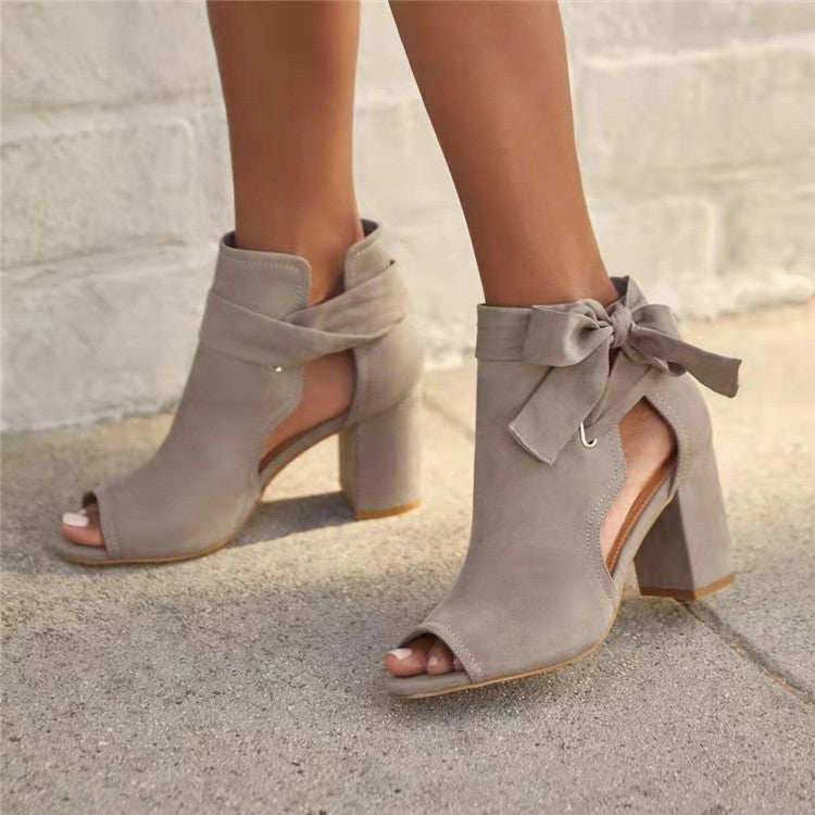 Sarah Express Suede Bow Slingback Fish Mouth Heels
