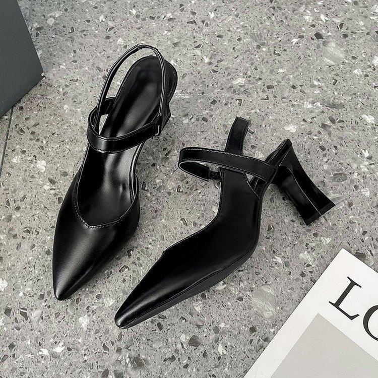 Sarah Express Closed-Toe Chunky Heel Ankle Strap Sandals