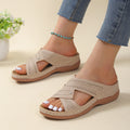 Sarah Express Perforated Casual Wedge Sandals Offwhite