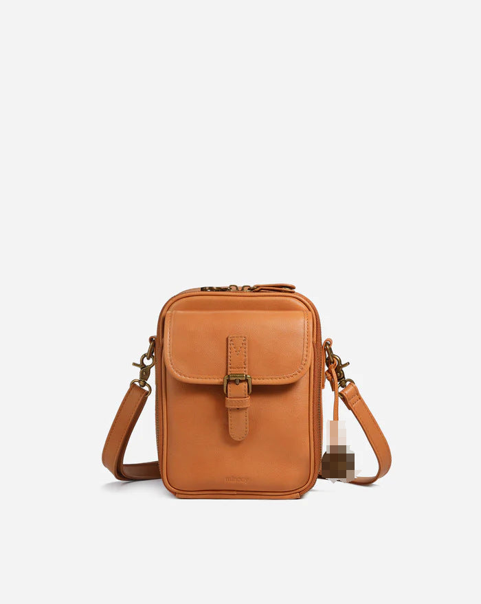Sarah Express Small PU Leather Crossbody Shoulder Bag Brown