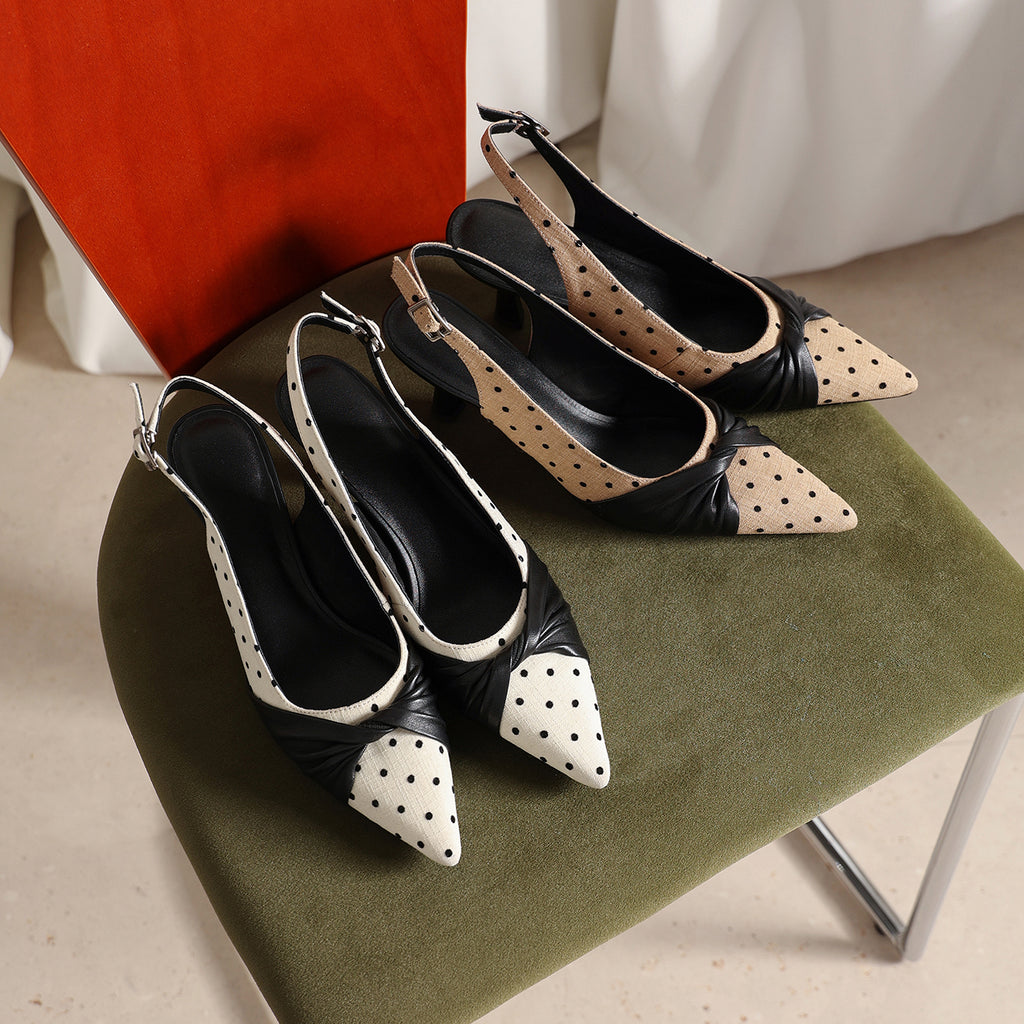 Sarah Express Polka Dot Lambskin Slingback Pumps