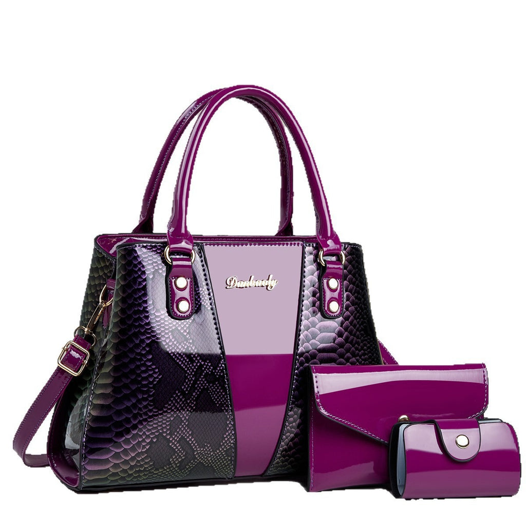 Sarah Express Snakeskin Pattern 3-Piece Tote Handbag Set
