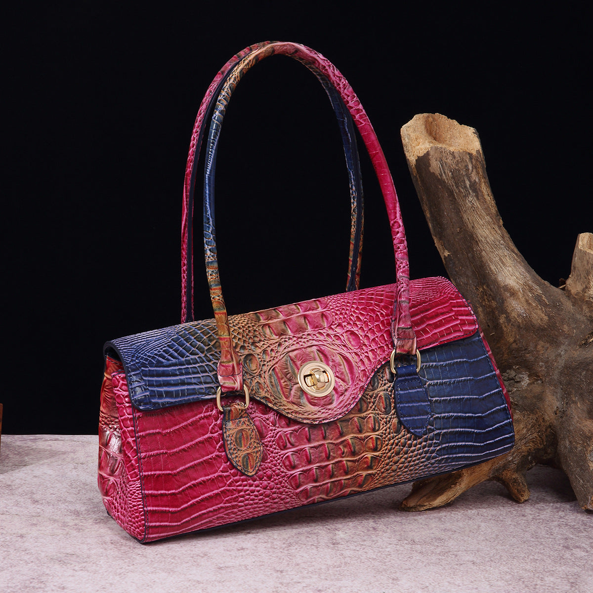 Sarah Express Crocodile Embossed Shoulder Tote Bag