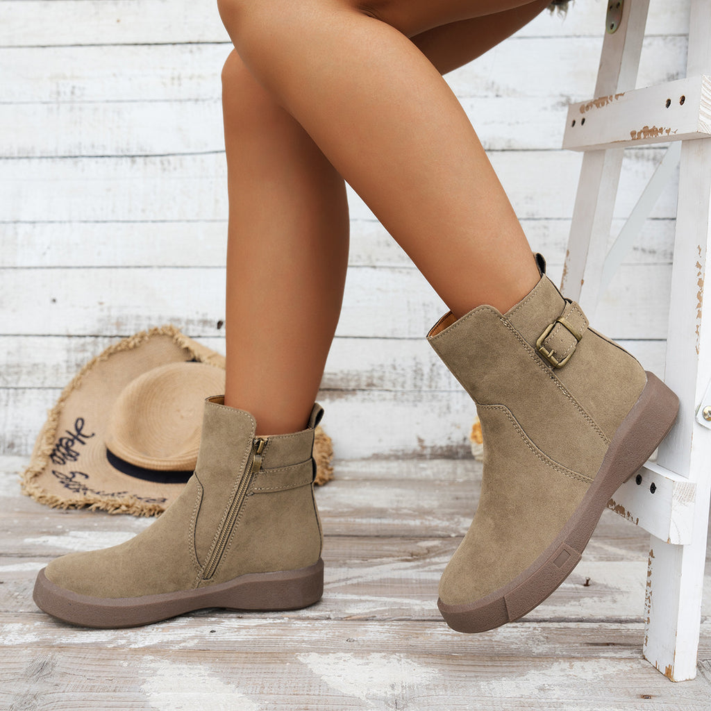 Sarah Express Women's Round Toe Suede Ankle Boots