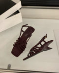 Sarah Express Suede Wedge Sandals with Ankle Strap Burgundy