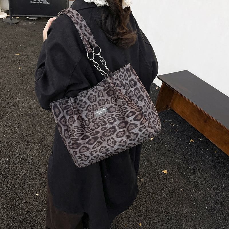 Sarah Express Structured Leopard Print Tote Shoulder Bag