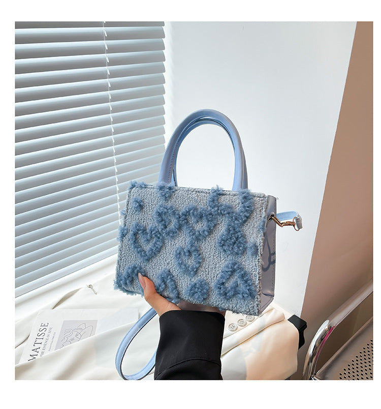 Sarah Express Plush Minimalist Crossbody Handbag Blue