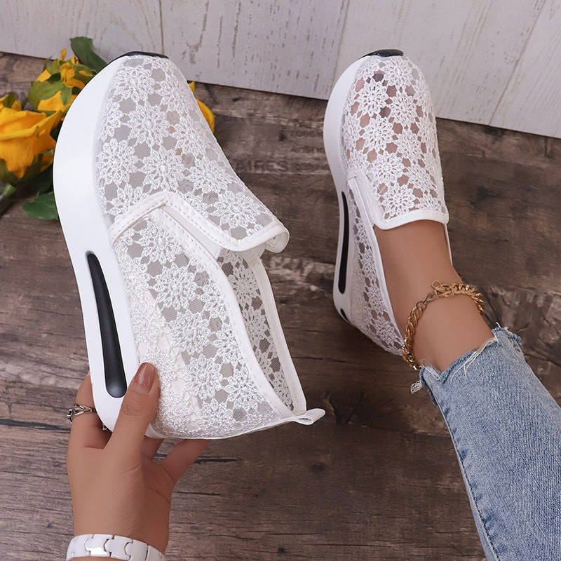 Sarah Express Lace Mesh Platform Slip-On Flats