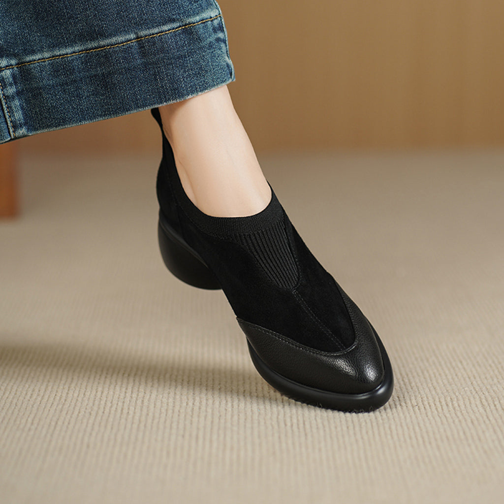 Sarah Express Suede Mary Jane Chunky Heel Pumps