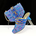 Sarah Express Camouflage Pattern Embellished Mule And Bag Set Blue
