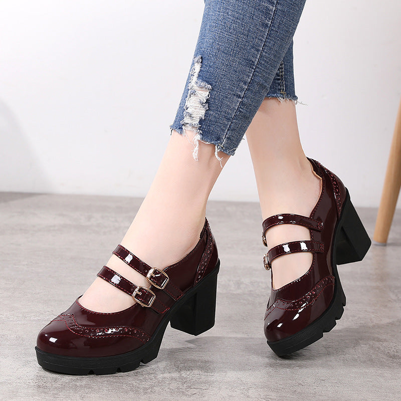 Sarah Express Chunky Patent Leather Wedge Sandals