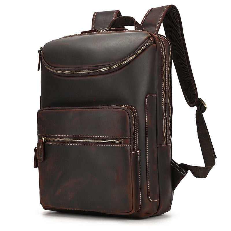 Sarah Express Vintage Cowhide Leather Travel Backpack Dark Brown