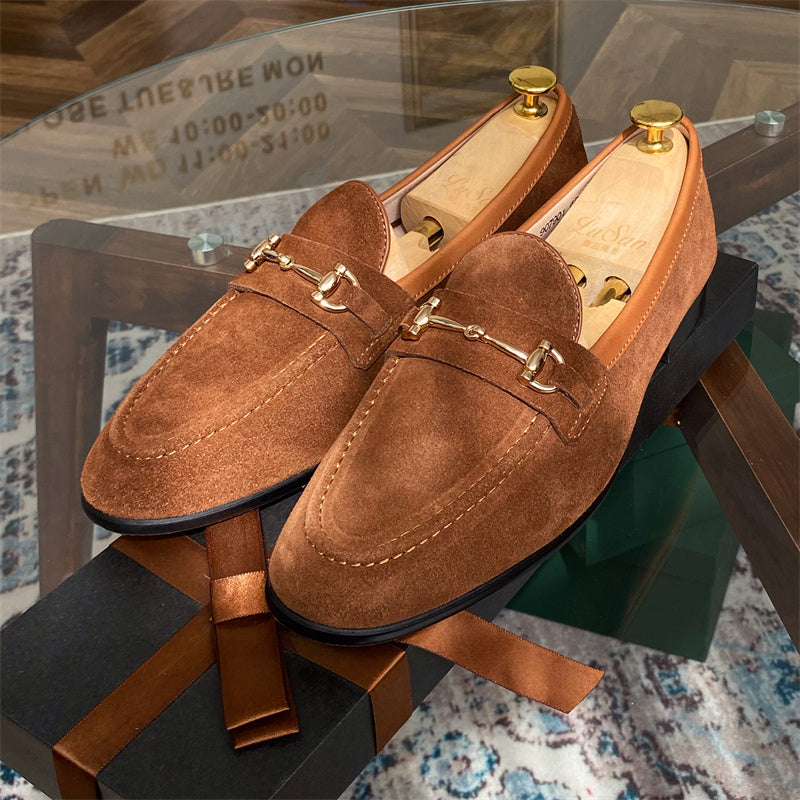 Sarah Express Men's Suede Horsebit Slip-On Loafers