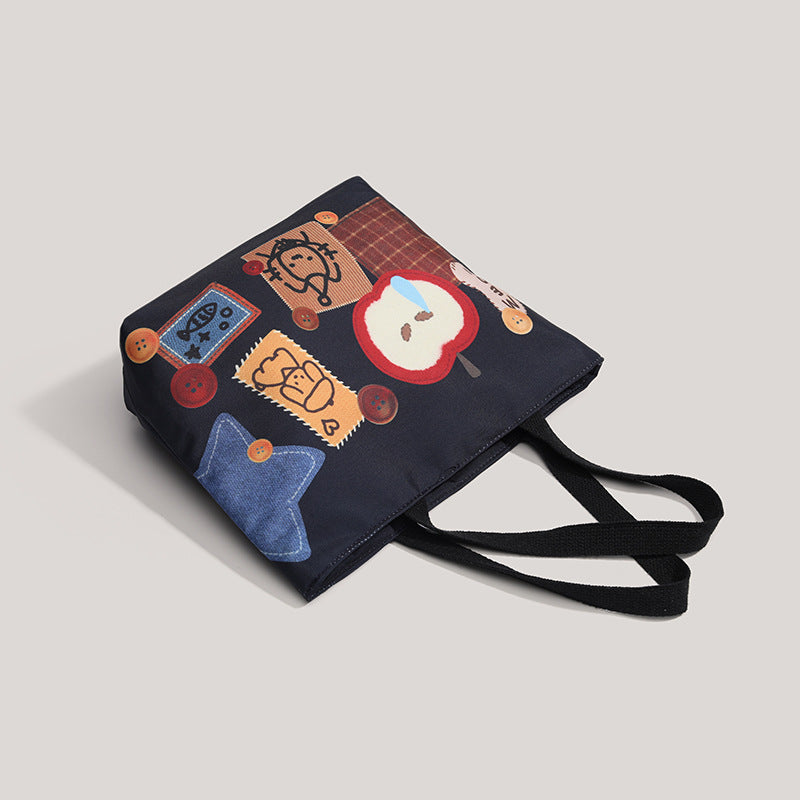 Sarah Express Printed Canvas Tote Bag Dark Blue