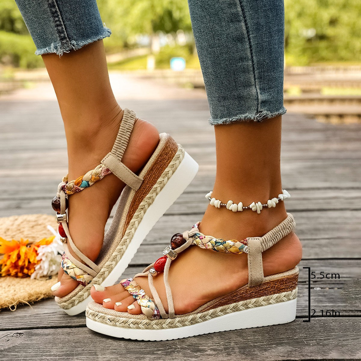 Sarah Express Peep-Toe Platform Sandals with Elastic Band