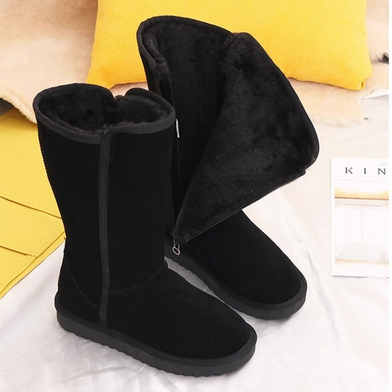 Sarah Express Fleece-Lined Suede Winter Boots Side Zipper