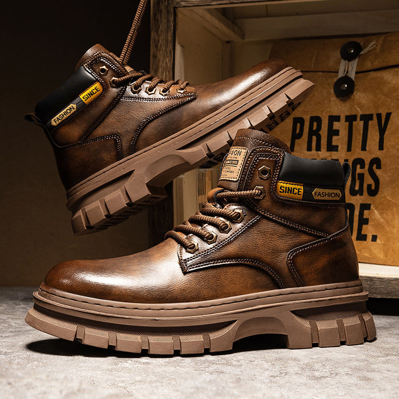 Sarah Express Men's Casual Martin Lace-Up Boots YE50 Brown