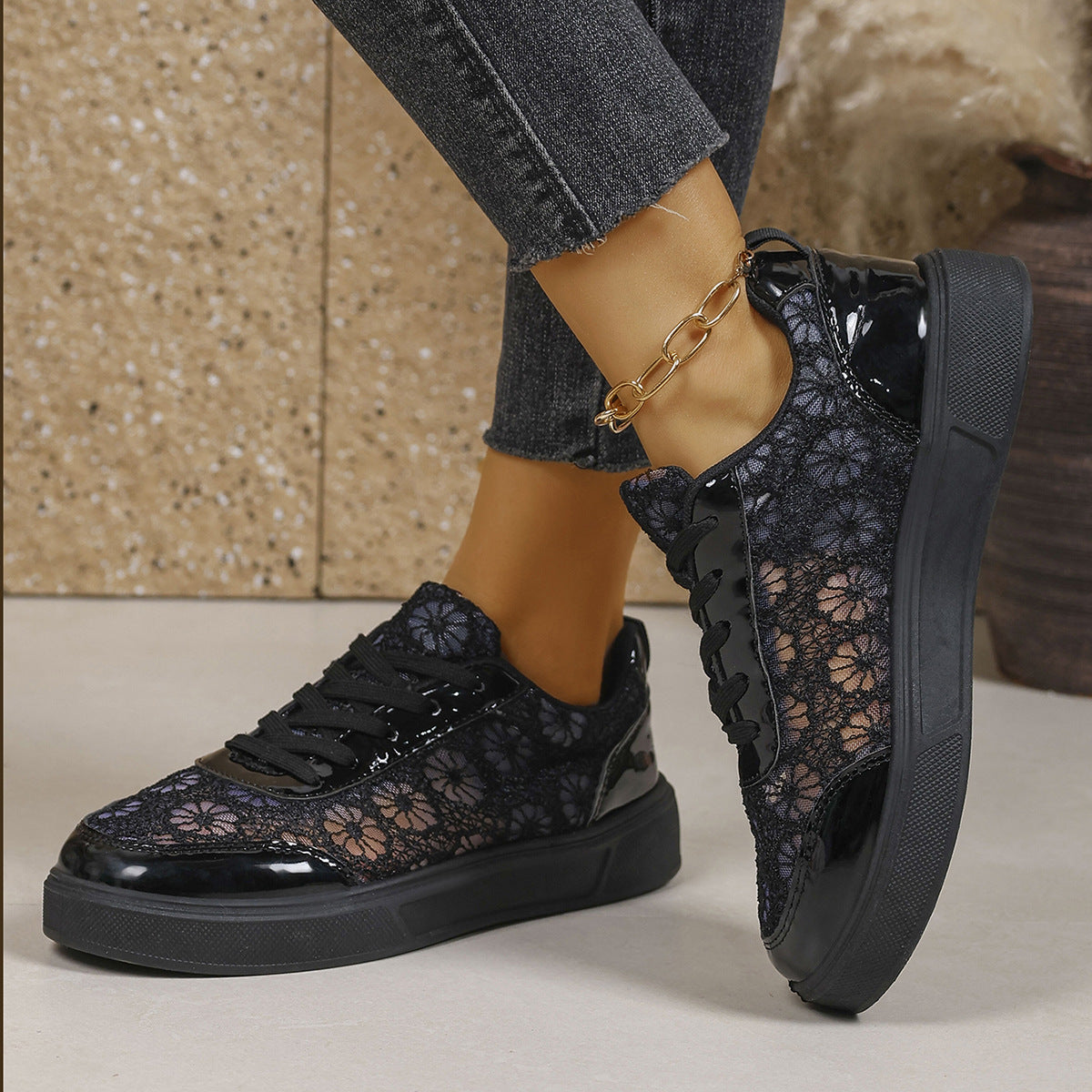 Sarah Express Cutout Breathable Lace-Up Platform Sneakers