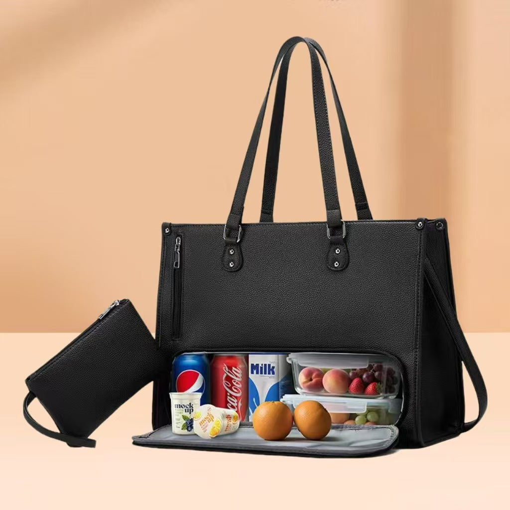 Sarah Express Retro Structured Vegan Leather Tote Bag