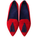 Sarah Express Pointed Toe Tassel Suede Loafers Red