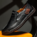 Sarah Express Men's Casual Leather Slip-On Loafers Black